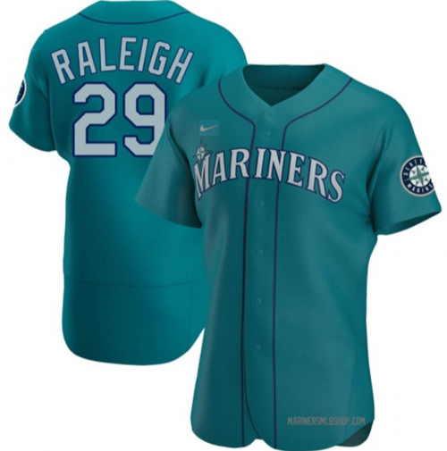 Men's Seattle Mariners #29 Cal Raleigh Aqua Flex Base Stitched Jersey